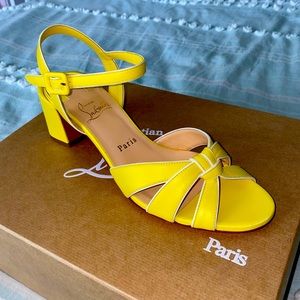 Christian Louboutins, Yellow Anjalili heels, size 8.5 (fits like 6.5-7)